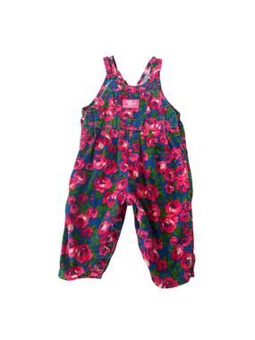 Vintage 90s Floral All Over Print Corduroy OshKosh Baby B'Gosh Vestbak Overalls